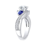 14K White Gold 1/5 ct Diamond and 5/8 ct Sapphire Carizza Semi Mount Engagement Ring to Fit Princess Center