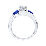 14K White Gold 1/5 ct Diamond and 5/8 ct Sapphire Carizza Semi Mount Engagement Ring to Fit Princess Center
