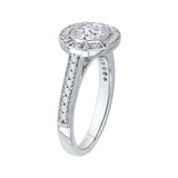 14K White Gold 1/4 ct Diamond Carizza Semi Mount Engagement Ring to Fit Oval Center