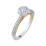 14K Two-Tone Gold 1/3 ct Diamond Carizza Semi Mount Engagement Ring to Fit Round Center