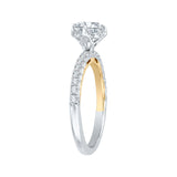 14K Two-Tone Gold 1/3 ct Diamond Carizza Semi Mount Engagement Ring to Fit Round Center