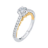 14K Two-Tone Gold 1/3 ct Diamond Carizza Semi Mount Engagement Ring to Fit Round Center