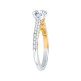 14K Two-Tone Gold 1/3 ct Diamond Carizza Semi Mount Engagement Ring to Fit Round Center