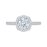 14K White Gold 1 ct Diamond Carizza Semi Mount Engagement Ring to Fit Round Center