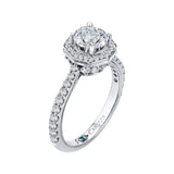 14K White Gold 1 ct Diamond Carizza Semi Mount Engagement Ring to Fit Round Center