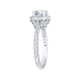 14K White Gold 1 ct Diamond Carizza Semi Mount Engagement Ring to Fit Round Center
