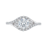 14K White Gold 3/8 ct Diamond Carizza Semi Mount Engagement Ring to Fit Round Center