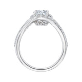 14K White Gold 3/8 ct Diamond Carizza Semi Mount Engagement Ring to Fit Round Center