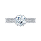 14K White Gold 2/3 ct Diamond Carizza Semi Mount Engagement Ring to Fit Round Center