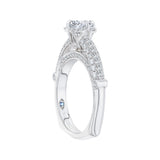 14K White Gold 2/3 ct Diamond Carizza Semi Mount Engagement Ring to Fit Round Center