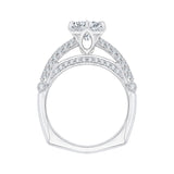 14K White Gold 2/3 ct Diamond Carizza Semi Mount Engagement Ring to Fit Round Center