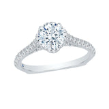 14K White Gold 1/3 ct Diamond Carizza Semi Mount Engagement Ring to Fit Round Center