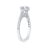 14K White Gold 1/3 ct Diamond Carizza Semi Mount Engagement Ring to Fit Round Center