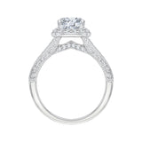 14K White Gold 3/8 ct Diamond Carizza Semi Mount Engagement Ring to Fit Cushion Center