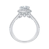 14K White Gold 5/8 ct Diamond Carizza Semi Mount Engagement Ring to Fit Cushion Center