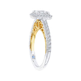 14K Two-Tone 1/2 ct Diamond Carizza Semi Mount Engagement Ring to Fit Princess Center