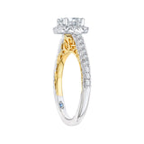 14K Two-Tone 3/8 ct Diamond Carizza Semi Mount Engagement Ring to Fit Cushion Center