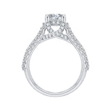 14K White Gold 5/8 ct Diamond Carizza Semi Mount Engagement Ring to Fit Emerald Center