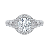 14K White Gold 5/8 ct Diamond Carizza Semi Mount Engagement Ring to Fit Round Center
