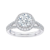 14K White Gold 5/8 ct Diamond Carizza Semi Mount Engagement Ring to Fit Round Center