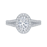 14K White Gold 5/8 ct Diamond Carizza Semi Mount Engagement Ring to Fit Oval Center
