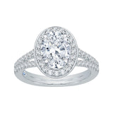 14K White Gold 5/8 ct Diamond Carizza Semi Mount Engagement Ring to Fit Oval Center