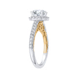 14K Two-Tone Gold 1/ 2 ct Diamond Carizza Semi Mount Engagement Ring to Fit Round Center