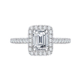 14K White Gold 1/2 ct Diamond Carizza Semi Mount Engagement Ring to Fit Emerald Center