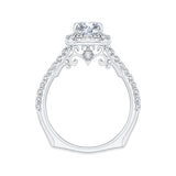 14K White Gold 1/2 ct Diamond Carizza Semi Mount Engagement Ring to Fit Emerald Center