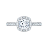 14K White Gold 1/2 ct Diamond Carizza Semi Mount Engagement Ring to Fit Cushion Center