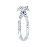 14K White Gold 1/2 ct Diamond Carizza Semi Mount Engagement Ring to Fit Cushion Center