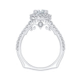 14K White Gold 1/2 ct Diamond Carizza Semi Mount Engagement Ring to Fit Cushion Center