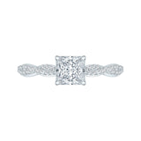 14K White Gold 1 1/4 ct Diamond Carizza Semi Mount Engagement Ring to Fit Princess Center