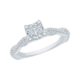 14K White Gold 1 1/4 ct Diamond Carizza Semi Mount Engagement Ring to Fit Princess Center