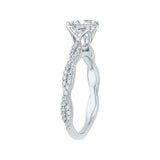 14K White Gold 1 1/4 ct Diamond Carizza Semi Mount Engagement Ring to Fit Princess Center
