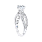 14K White Gold 1/4 ct Diamond Carizza Semi Mount Engagement Ring to Fit Round Center