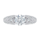 14K White Gold 2/3 ct Diamond Carizza Semi Mount Engagement Ring to Fit Round Center