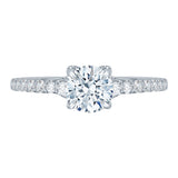 14K White Gold 1/2 ct Diamond Carizza Semi Mount Engagement Ring to Fit Round Center