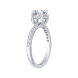 14K White Gold 1/2 ct Diamond Carizza Semi Mount Engagement Ring to Fit Round Center