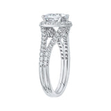 14K White Gold 5/8 ct Diamond Carizza Semi Mount Engagement Ring to Fit Princess Center