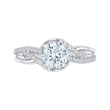 14K White Gold 1/4 ct Half Diamond Carizza Semi Mount Engagement Ring Fit Round Center