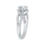 14K White Gold 1/4 ct Half Diamond Carizza Semi Mount Engagement Ring Fit Round Center