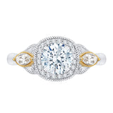 14K Tow-Tone 3/8 ct Diamond Carizza Semi Mount Engagement Ring Fit Round Center