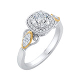 14K Tow-Tone 3/8 ct Diamond Carizza Semi Mount Engagement Ring Fit Round Center