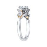 14K Tow-Tone 3/8 ct Diamond Carizza Semi Mount Engagement Ring Fit Round Center