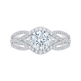 14K White Gold 5/8 ct Diamond Carizza Semi Mount Engagement Ring Fit Round Center