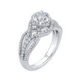 14K White Gold 5/8 ct Diamond Carizza Semi Mount Engagement Ring Fit Round Center