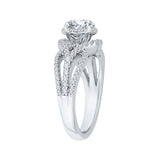 14K White Gold 5/8 ct Diamond Carizza Semi Mount Engagement Ring Fit Round Center