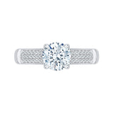 14K White Gold 1/6 ct Diamond Carizza Semi Mount Engagement Ring Fit Round Center