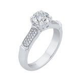 14K White Gold 1/6 ct Diamond Carizza Semi Mount Engagement Ring Fit Round Center